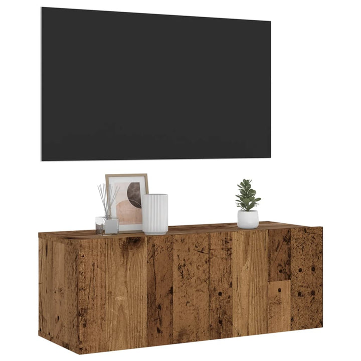 Väggmonterad Tv-Skåp Åldrat Trä 120X30X30 Cm Konstruerat Trä
