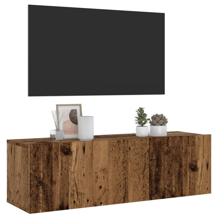 Väggmonterad Tv-Skåp Åldrat Trä 120X30X30 Cm Konstruerat Trä