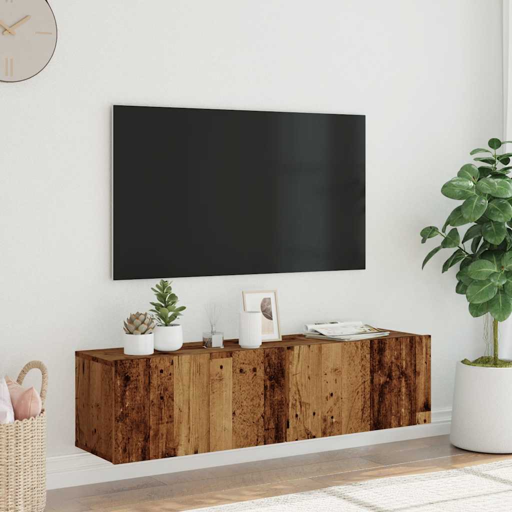 Väggmonterad Tv-Skåp Åldrat Trä 120X30X30 Cm Konstruerat Trä