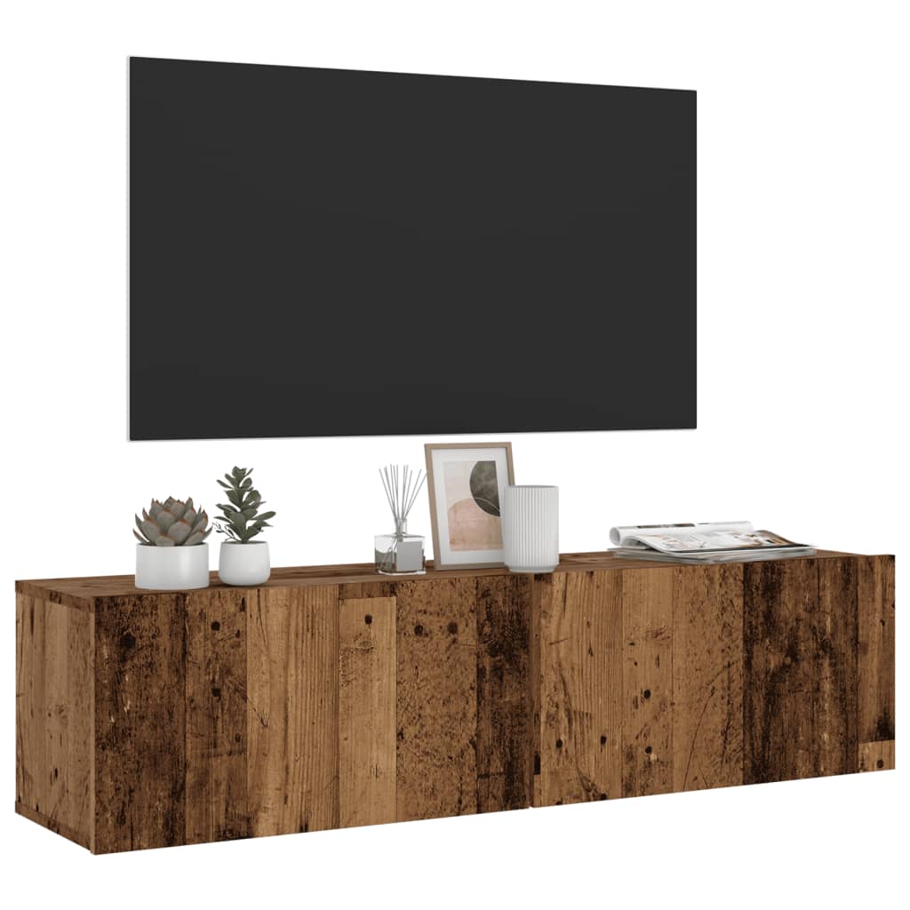 Väggmonterad Tv-Skåp Åldrat Trä 120X30X30 Cm Konstruerat Trä