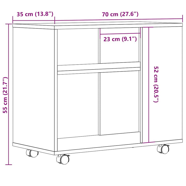 Sidobord Åldrat Trä 70X35X55 Cm Konstruerat Trä