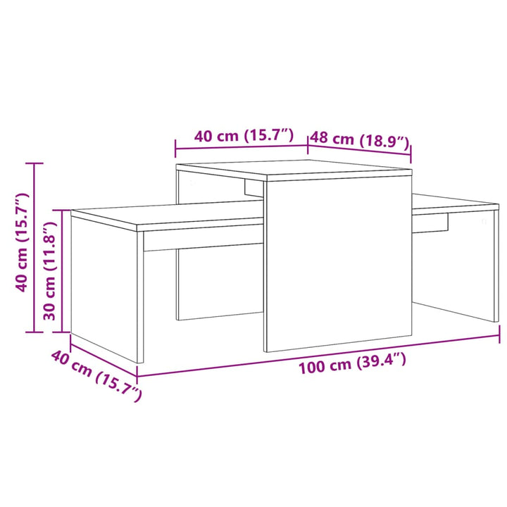 Soffbord Set Åldrat Trä 100X48X40 Cm Konstruerat Trä