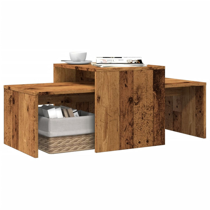 Soffbord Set Åldrat Trä 100X48X40 Cm Konstruerat Trä