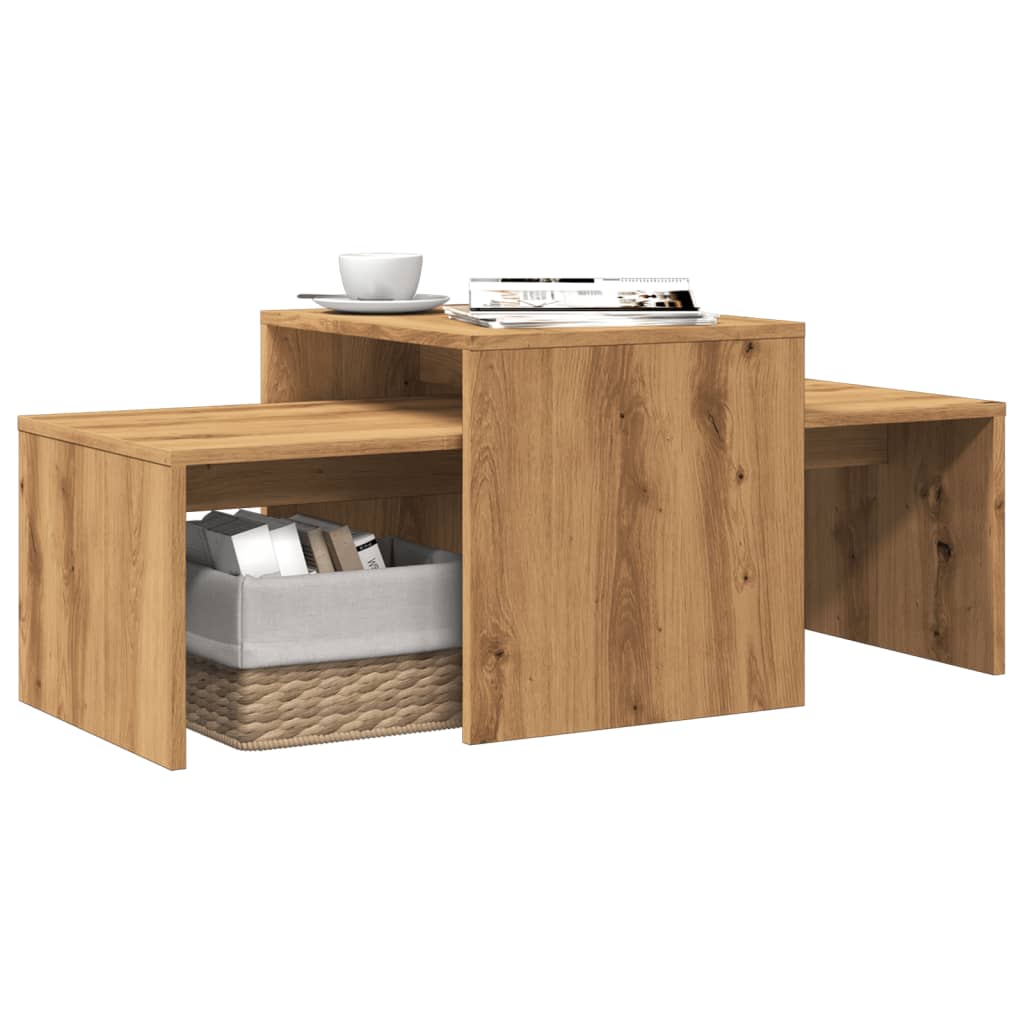 Soffbord Set Åldrat Trä 100X48X40 Cm Konstruerat Trä
