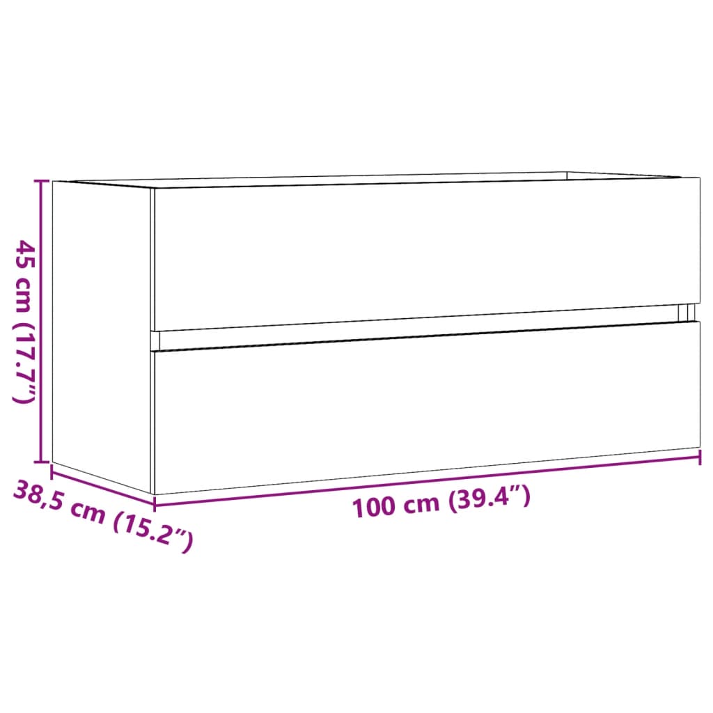 Tvättställsskåp Betonggrå 100X38,5X45 Cm Spånskiva