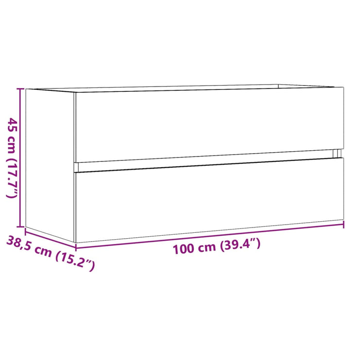 Tvättställsskåp Betonggrå 100X38,5X45 Cm Spånskiva