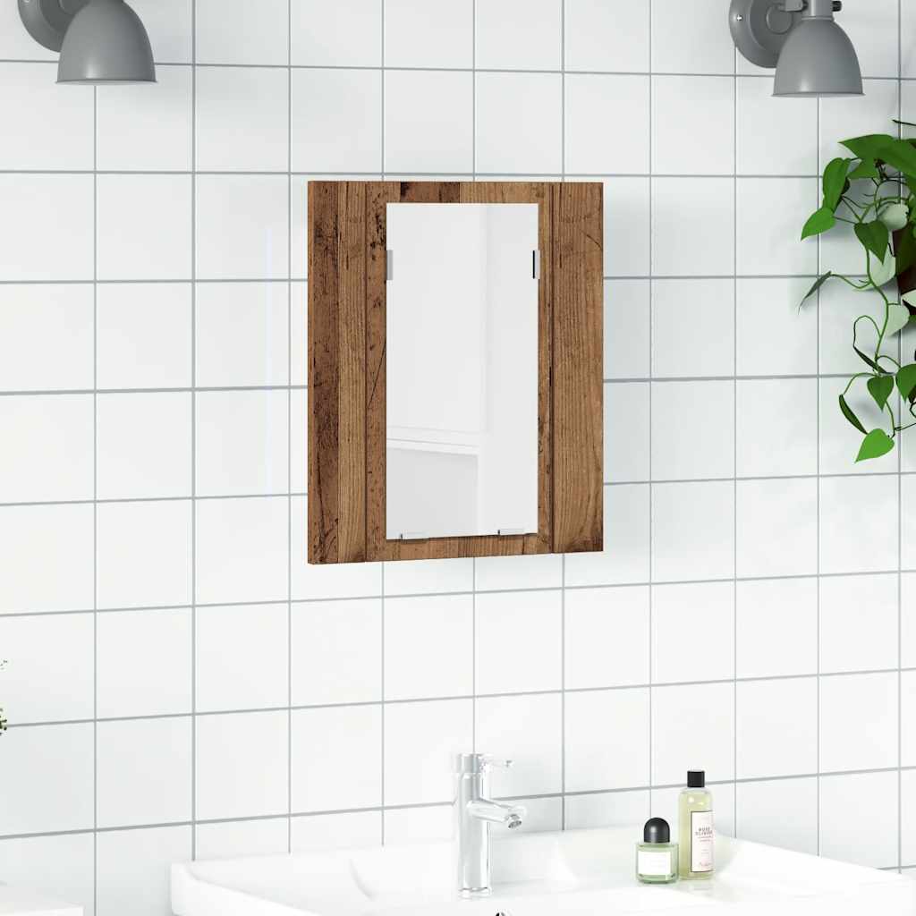 Led-Spegelskåp För Badrum 40X12X45 Cm Konstruerat Trä