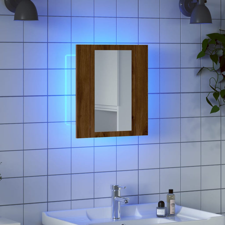 Led-Spegelskåp För Badrum 40X12X45 Cm Konstruerat Trä