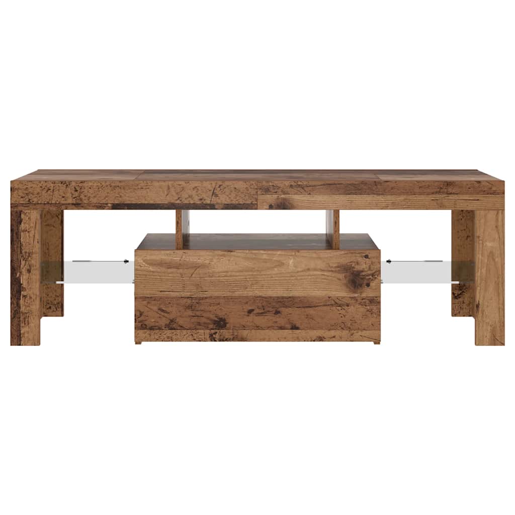 Tv-Bänk Med Led-Lampor Åldrat Trä 120X36,5X40Cm Konstruerat Trä