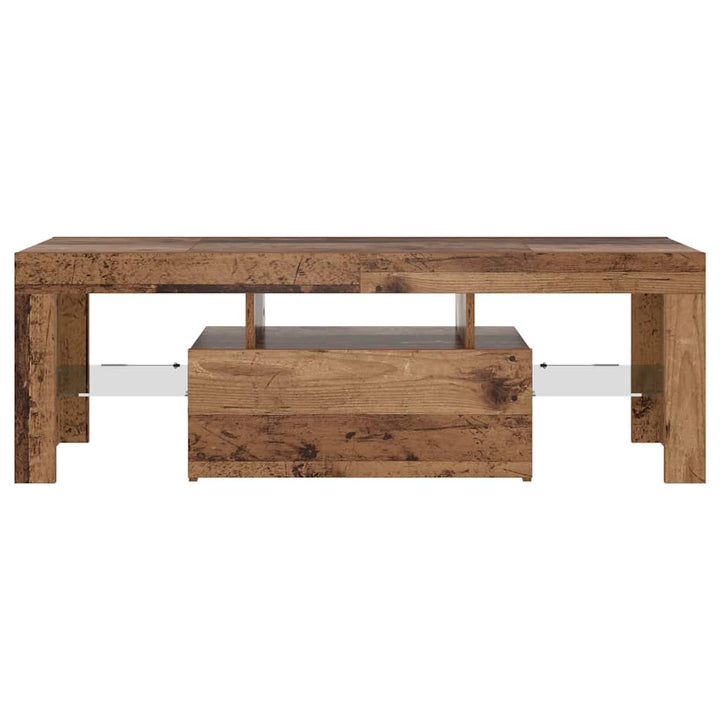 Tv-Bänk Med Led-Lampor Åldrat Trä 120X36,5X40Cm Konstruerat Trä