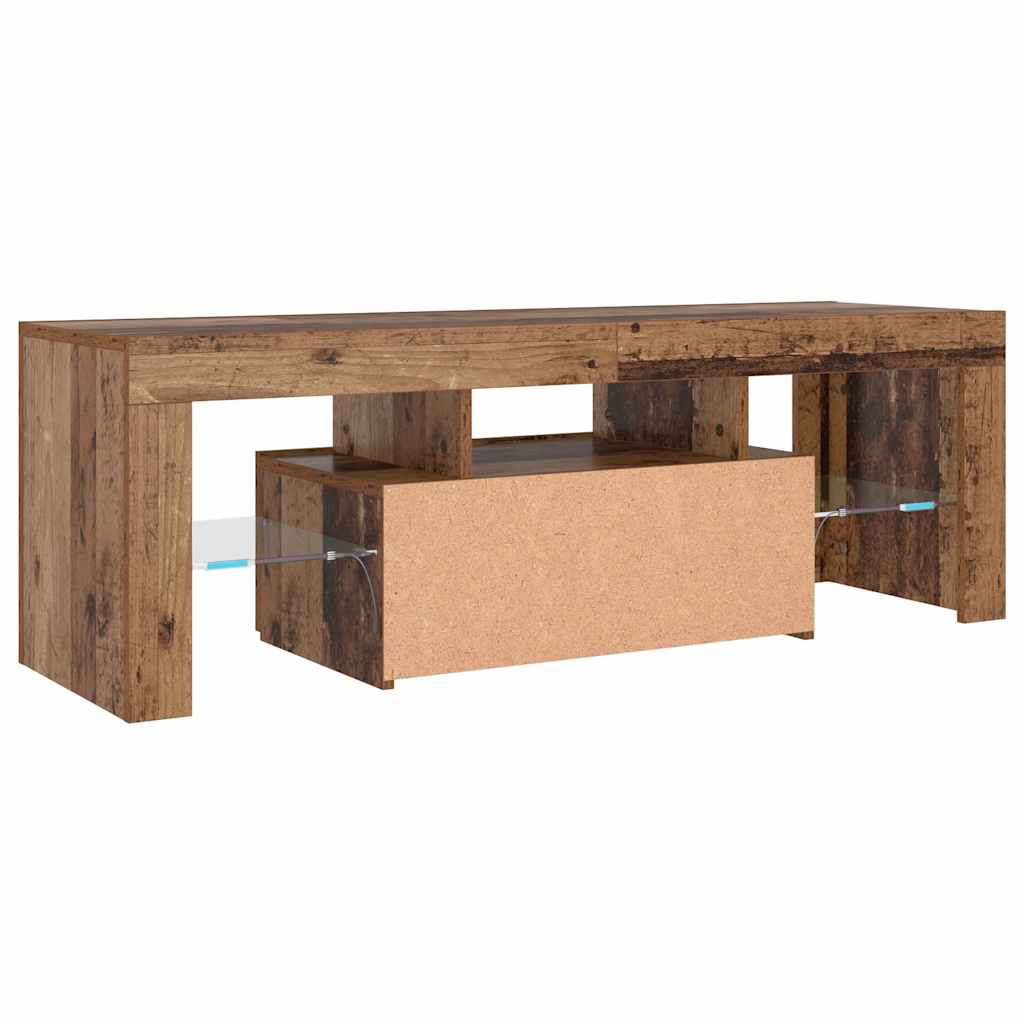 Tv-Bänk Med Led-Lampor Åldrat Trä 120X36,5X40Cm Konstruerat Trä