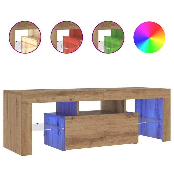 Tv-Bänk Med Led-Lampor 120X36,5X40Cm Konstruerat Trä