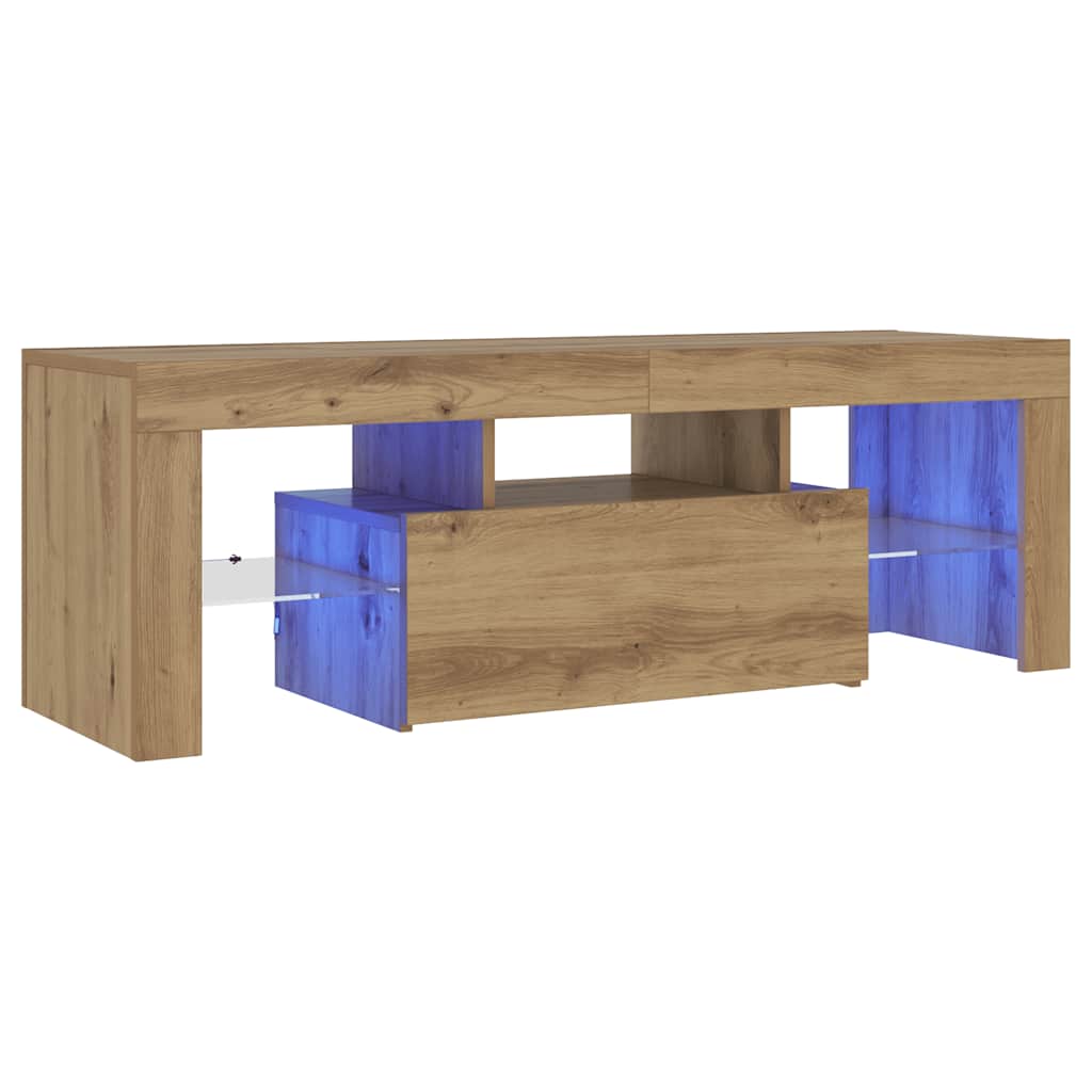 Tv-Bänk Med Led-Lampor 120X36,5X40Cm Konstruerat Trä