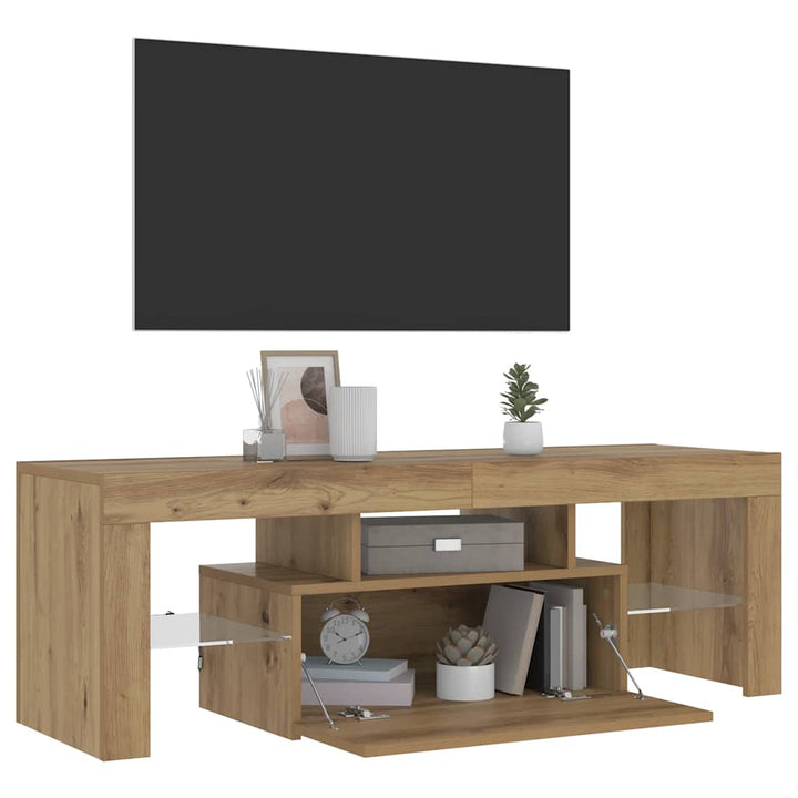 Tv-Bänk Med Led-Lampor 120X36,5X40Cm Konstruerat Trä