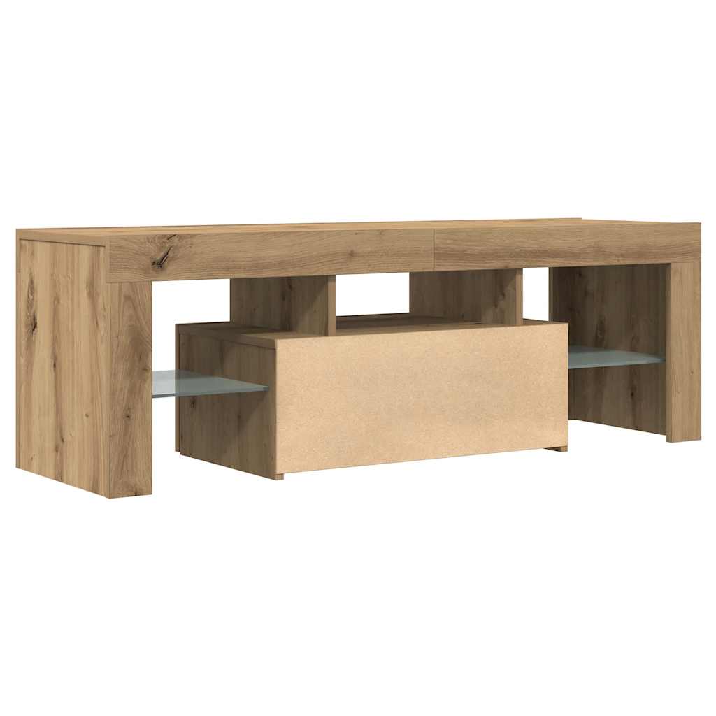 Tv-Bänk Med Led-Lampor 120X36,5X40Cm Konstruerat Trä