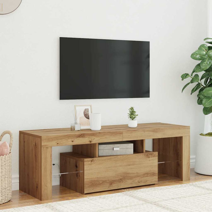 Tv-Bänk Med Led-Lampor 120X36,5X40Cm Konstruerat Trä