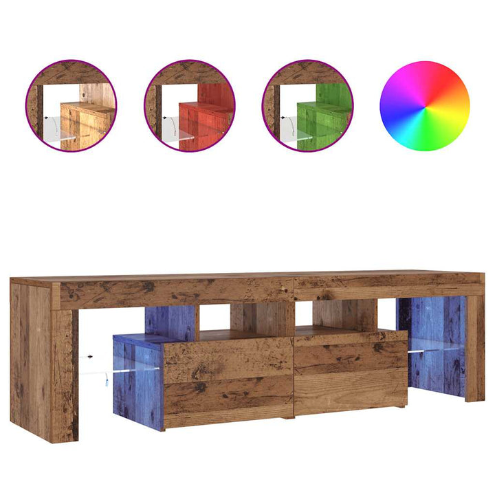 Tv-Bänk Med Led-Lampor Åldrat Trä 140X36,5X40Cm Konstruerat Trä