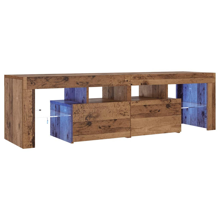 Tv-Bänk Med Led-Lampor Åldrat Trä 140X36,5X40Cm Konstruerat Trä