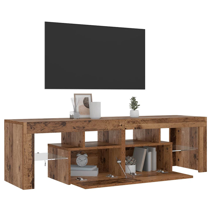 Tv-Bänk Med Led-Lampor Åldrat Trä 140X36,5X40Cm Konstruerat Trä