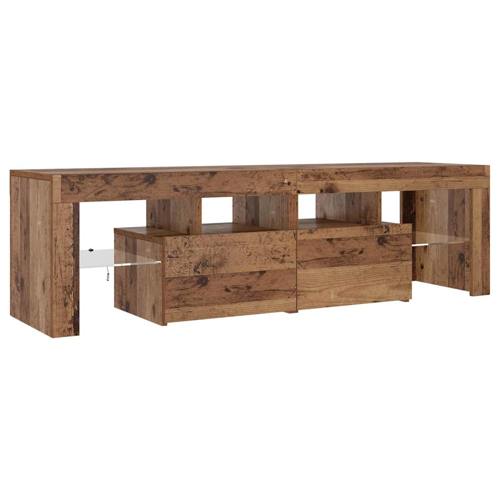 Tv-Bänk Med Led-Lampor Åldrat Trä 140X36,5X40Cm Konstruerat Trä
