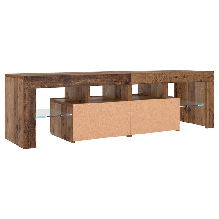 Tv-Bänk Med Led-Lampor Åldrat Trä 140X36,5X40Cm Konstruerat Trä