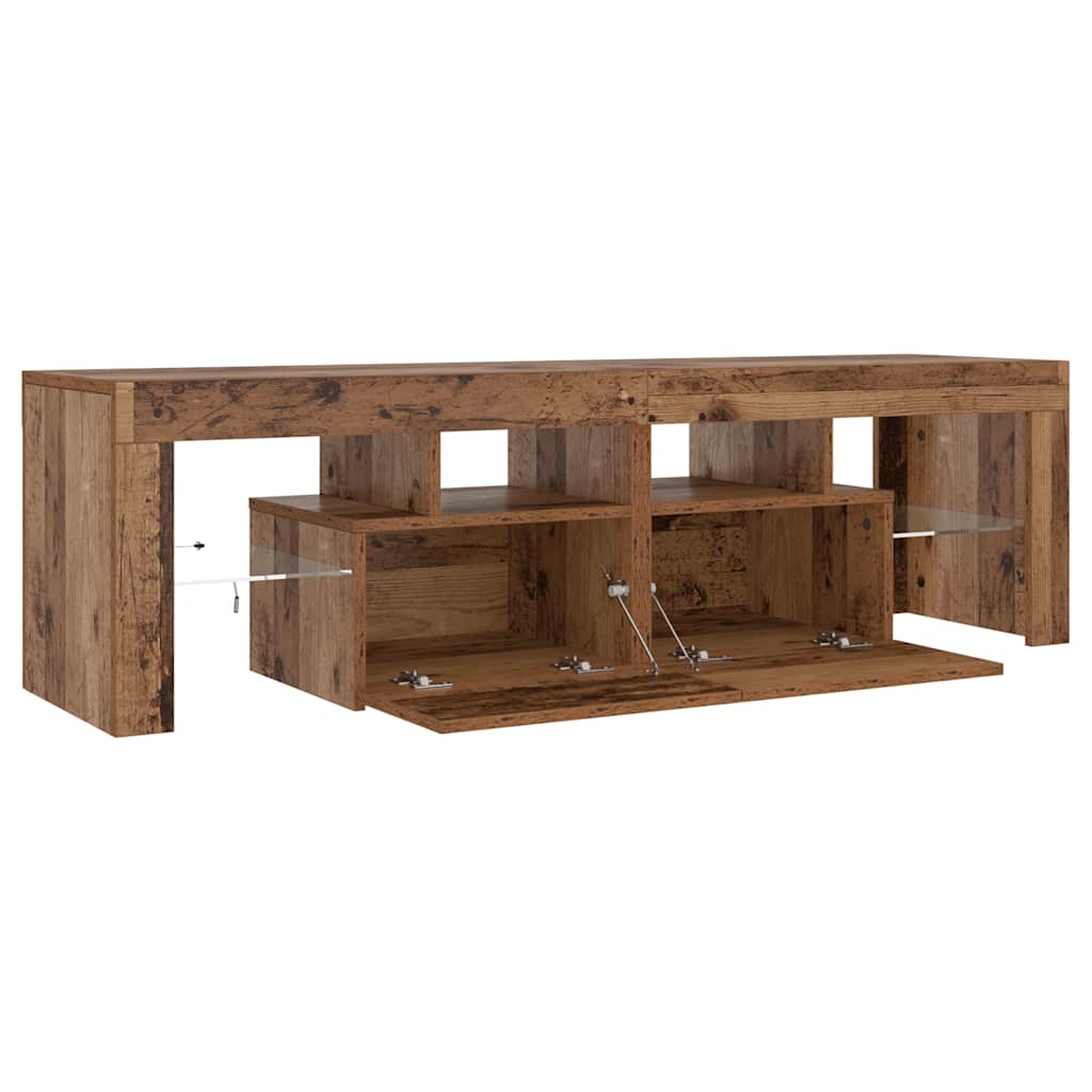 Tv-Bänk Med Led-Lampor Åldrat Trä 140X36,5X40Cm Konstruerat Trä