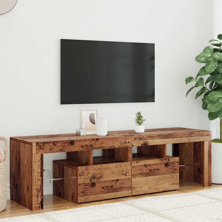 Tv-Bänk Med Led-Lampor 140X36,5X40 Cm Konstruerat Trä
