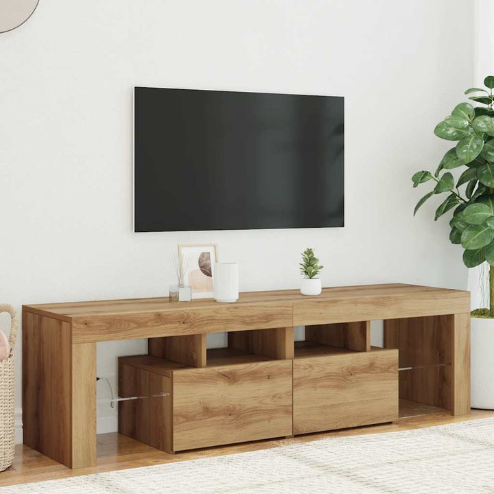 Tv-Bänk Med Led-Lampor Åldrat Trä 140X36,5X40Cm Konstruerat Trä