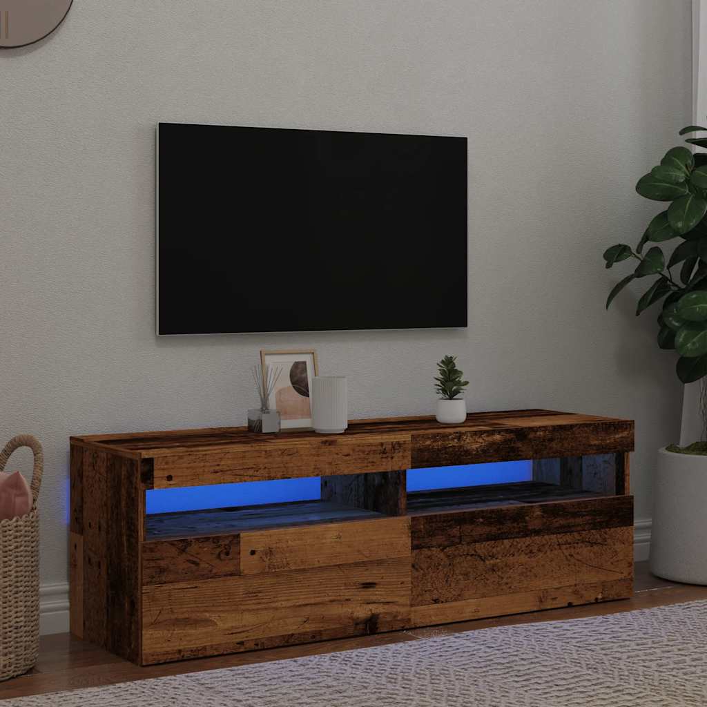 Tv-Bänk Med Led-Lampor 60X35X40 Cm Konstruerat Trä