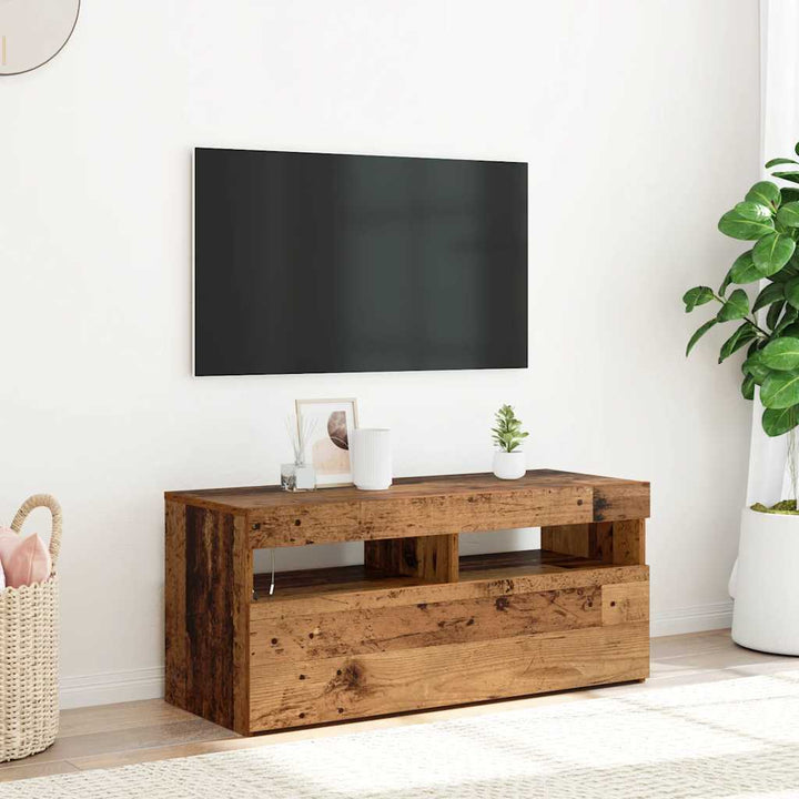 Tv-Bänk Med Led-Lampor 60X35X40 Cm Konstruerat Trä