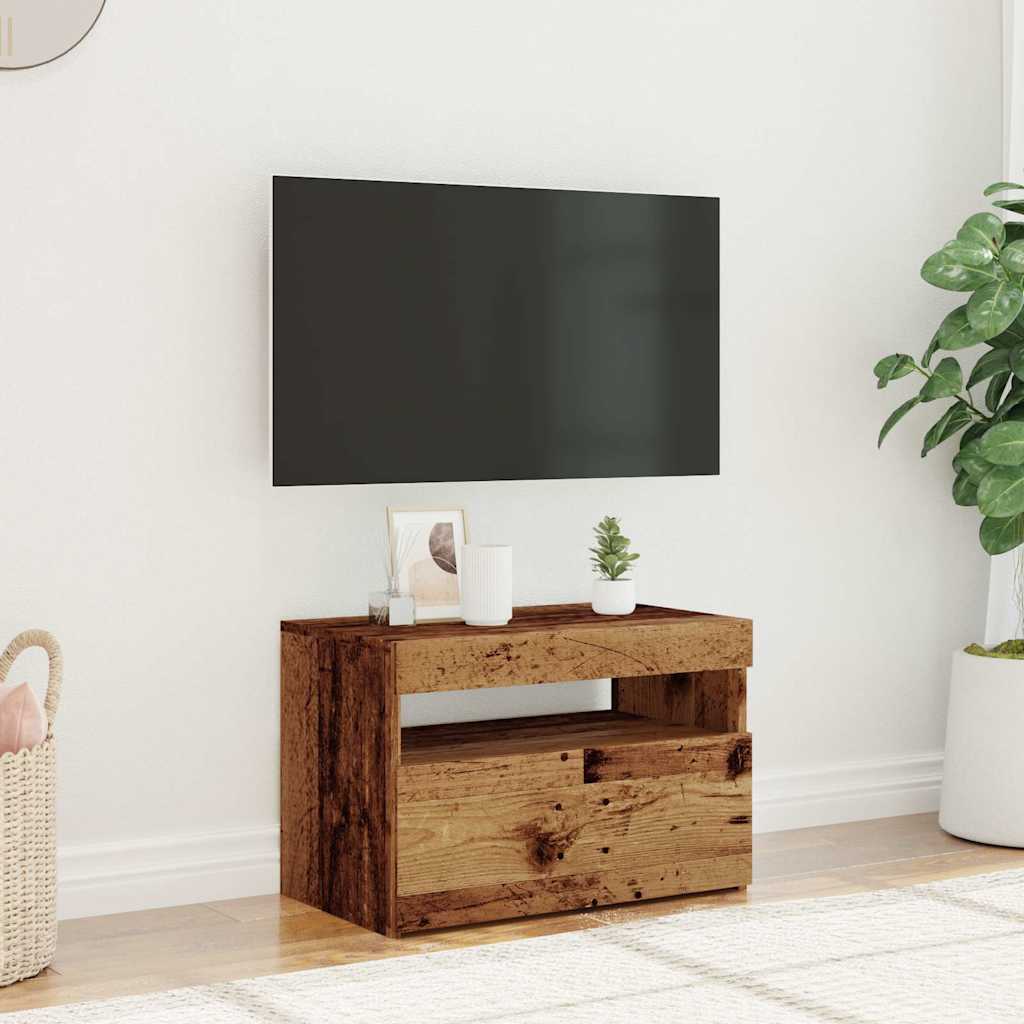 Tv-Bänk Med Led-Lampor 60X35X40 Cm Konstruerat Trä
