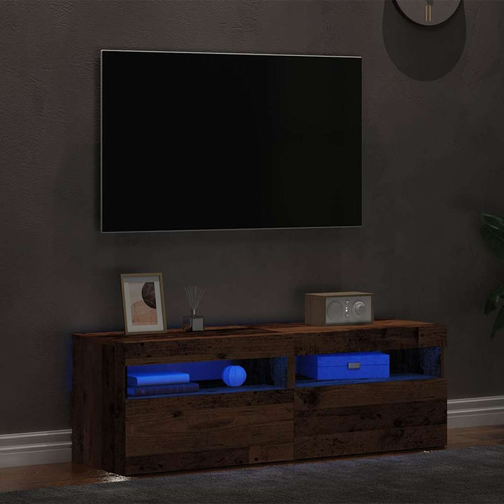 Tv-Bänk Med Led-Lampor 60X35X40 Cm Konstruerat Trä