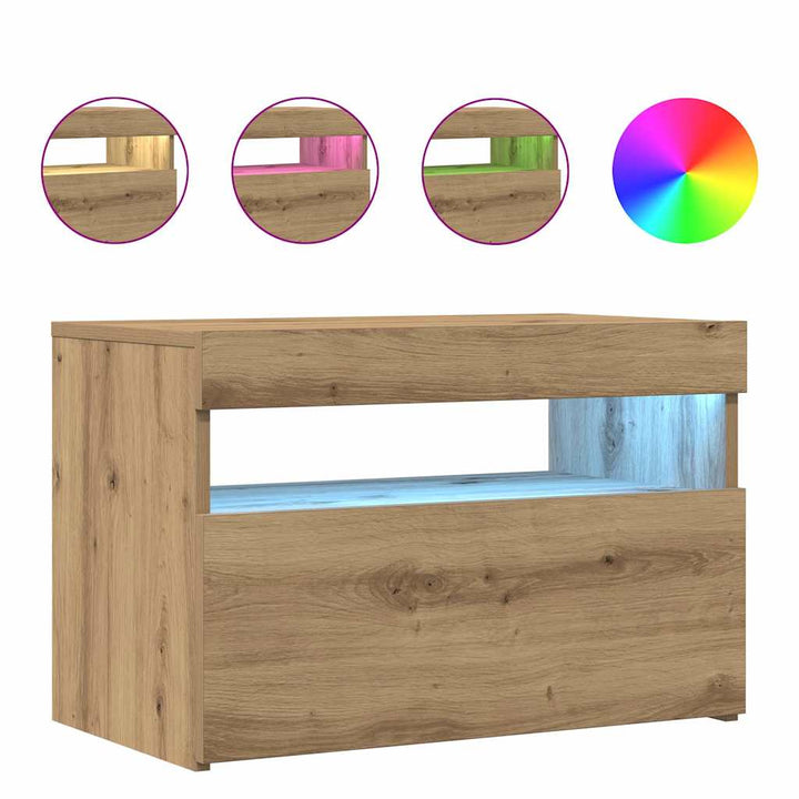 Tv-Bänk Med Led-Lampor 60X35X40 Cm Konstruerat Trä