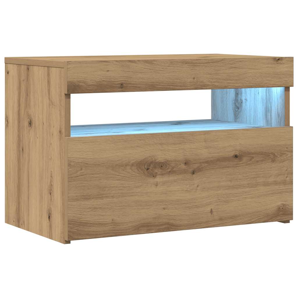 Tv-Bänk Med Led-Lampor 60X35X40 Cm Konstruerat Trä