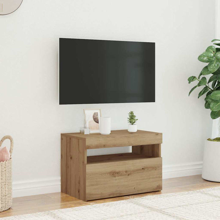 Tv-Bänk Med Led-Lampor 60X35X40 Cm Konstruerat Trä