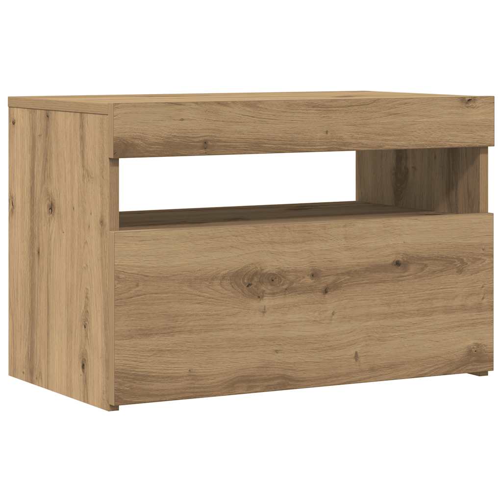 Tv-Bänk Med Led-Lampor 60X35X40 Cm Konstruerat Trä