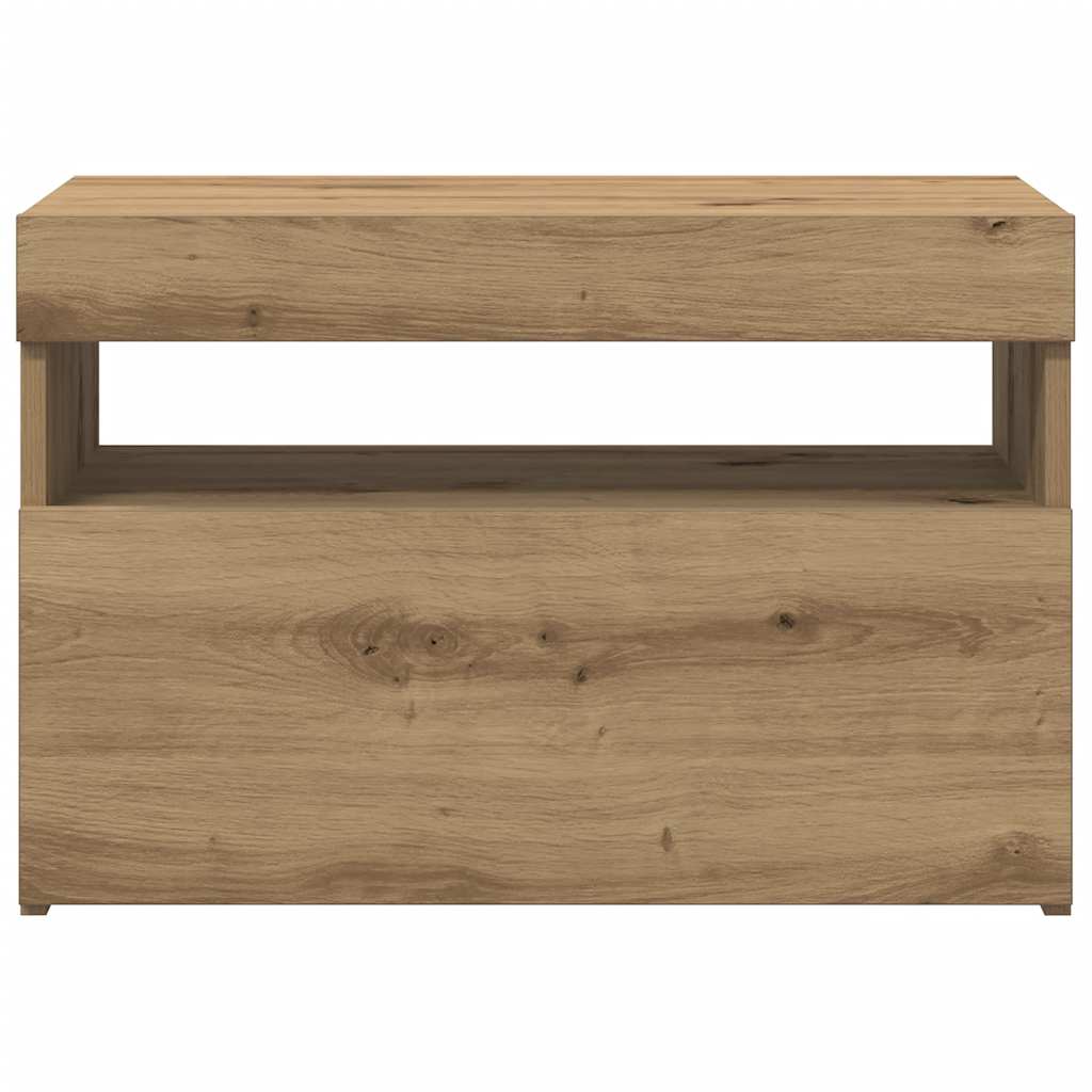 Tv-Bänk Med Led-Lampor 60X35X40 Cm Konstruerat Trä