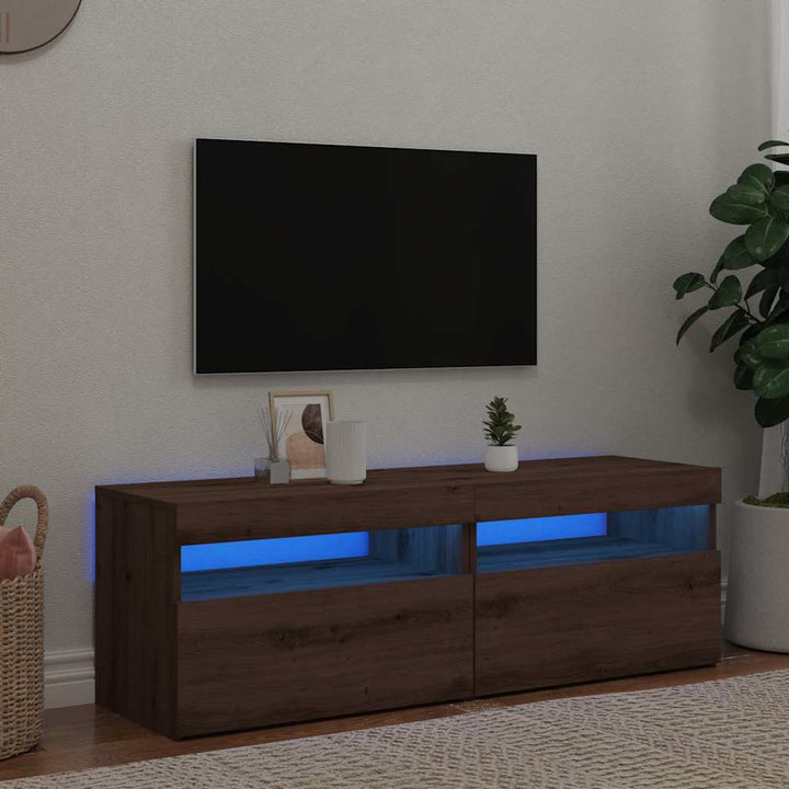 Tv-Bänk Med Led-Lampor 60X35X40 Cm Konstruerat Trä