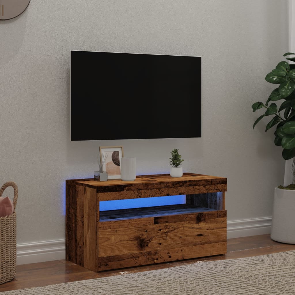 Tv-Bänk Med Led-Lampor 60X35X40 Cm Konstruerat Trä
