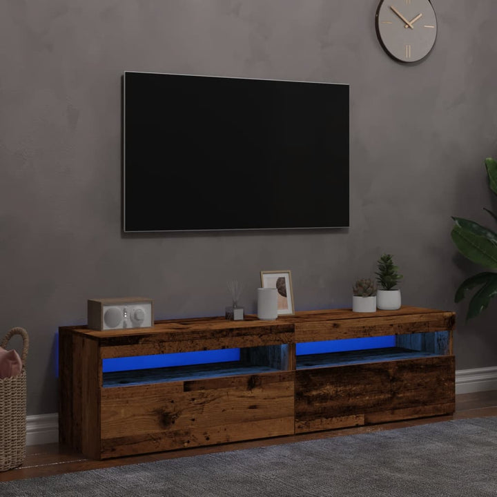 Tv-Bänk Med Led-Lampor 60X35X40 Cm Konstruerat Trä