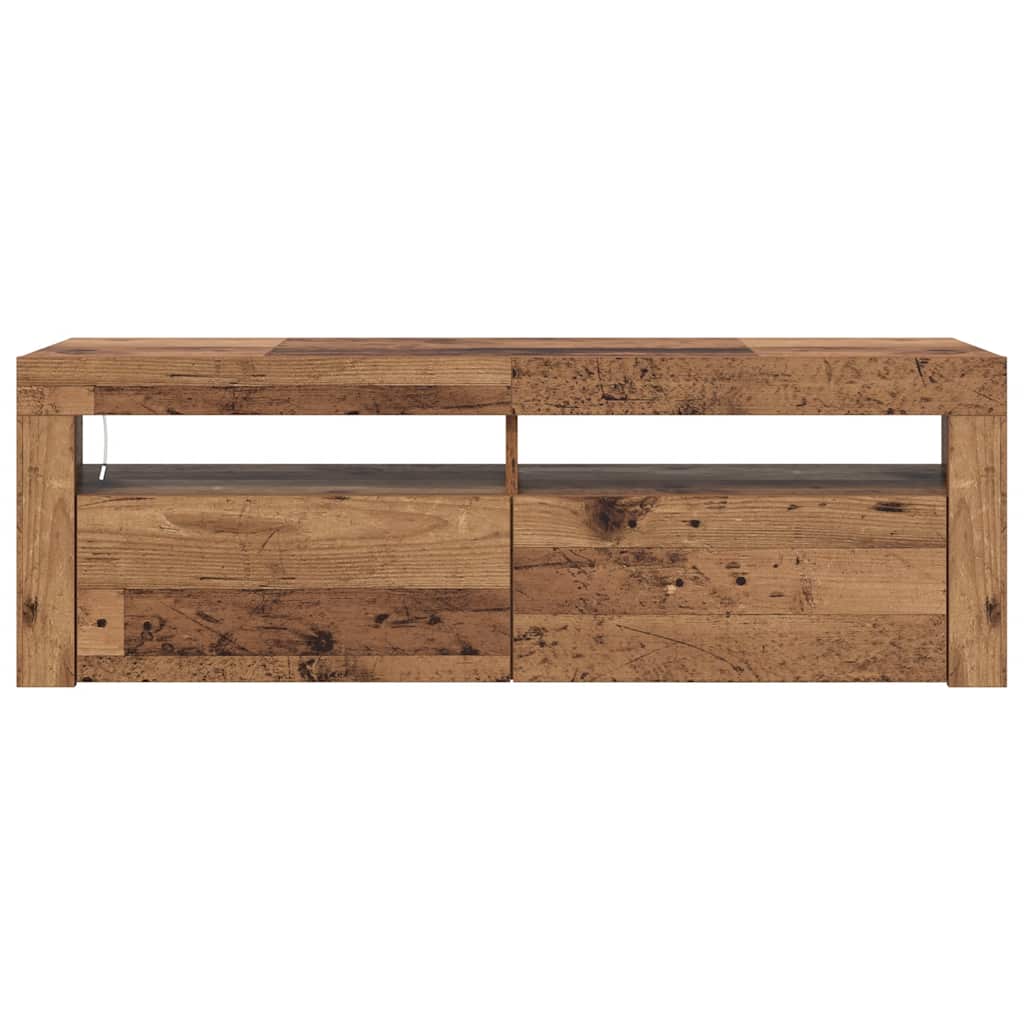 Tv-Bänk Med Led-Lampor Åldrat Trä 120X35X40 Cm Konstruerat Trä
