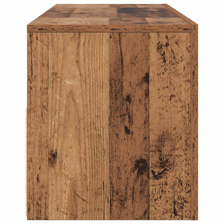 Tv-Bänk Med Led-Lampor Åldrat Trä 120X35X40 Cm Konstruerat Trä
