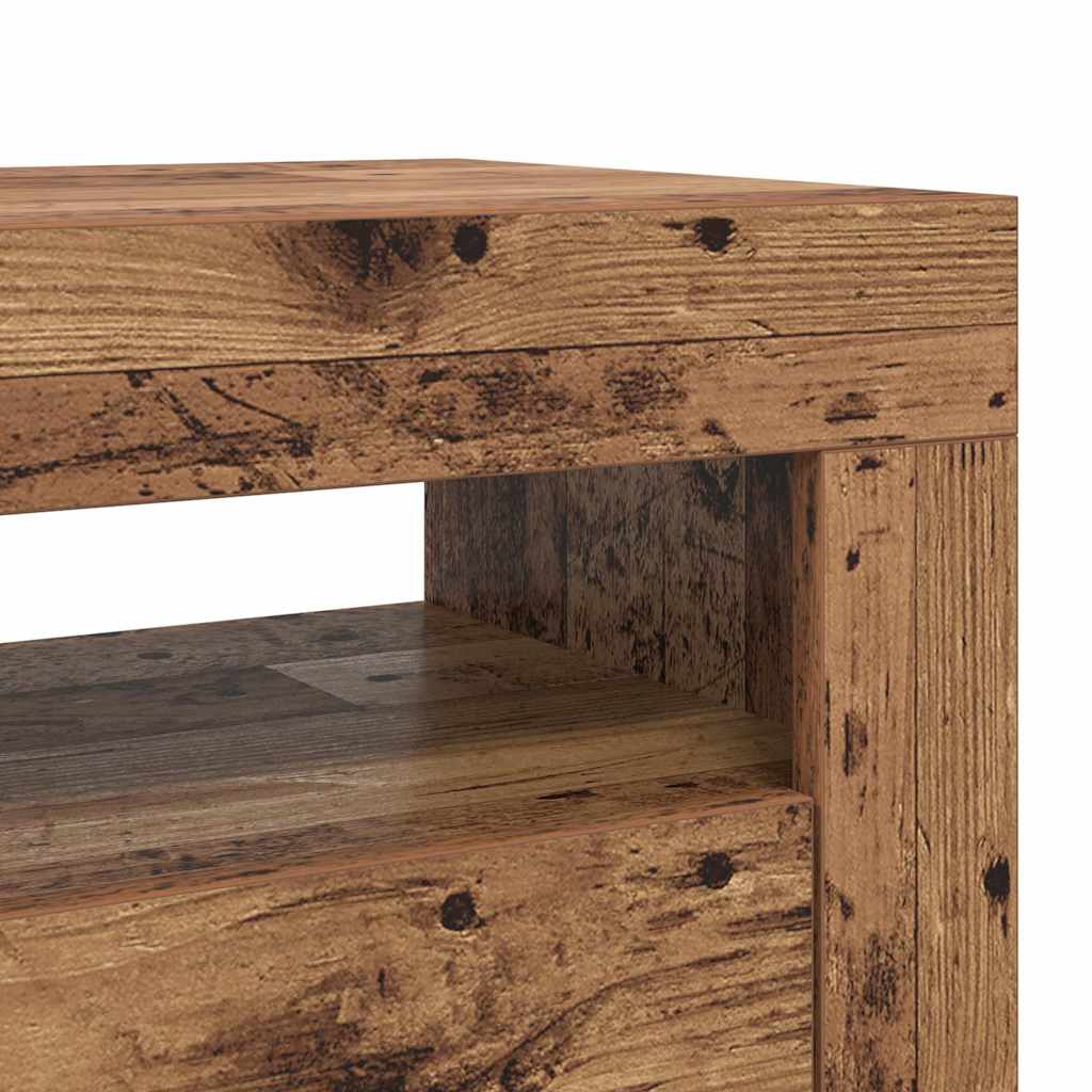 Tv-Bänk Med Led-Lampor Åldrat Trä 120X35X40 Cm Konstruerat Trä