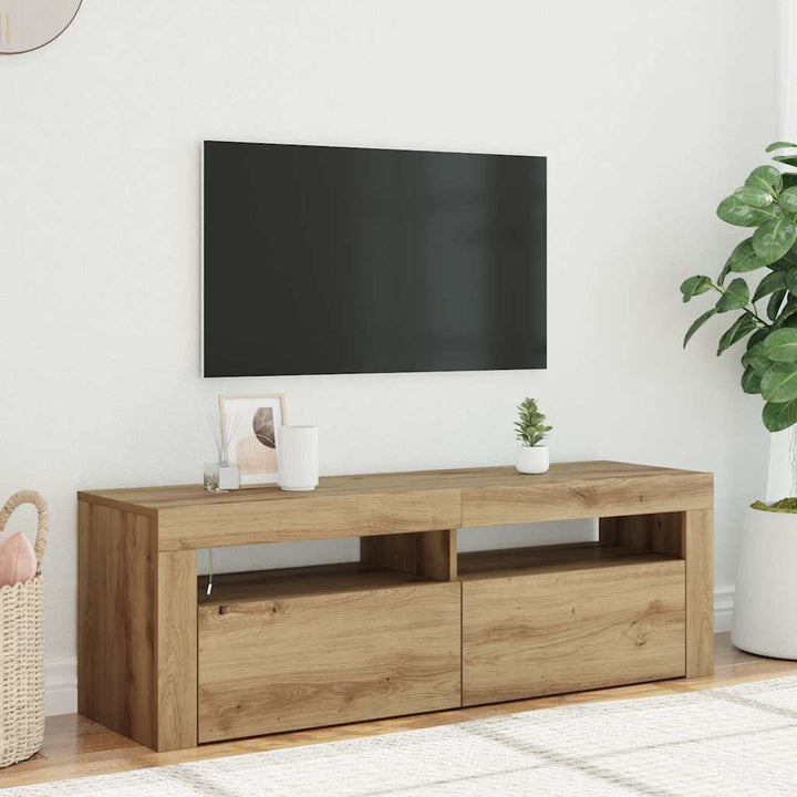 Tv-Bänk Med Led-Belysning Sonoma-Ek 120X35X40 Cm