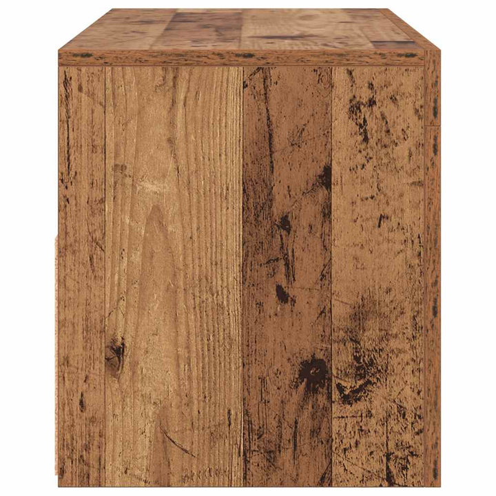 Tv-Bänk Med Led-Lampor Åldrat Trä 90X35X40 Cm Konstruerat Trä