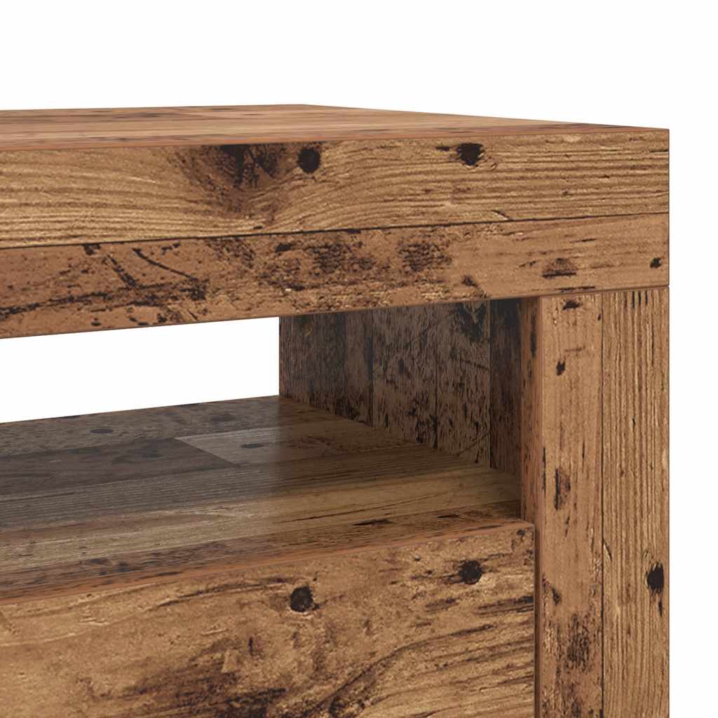 Tv-Bänk Med Led-Lampor Åldrat Trä 90X35X40 Cm Konstruerat Trä