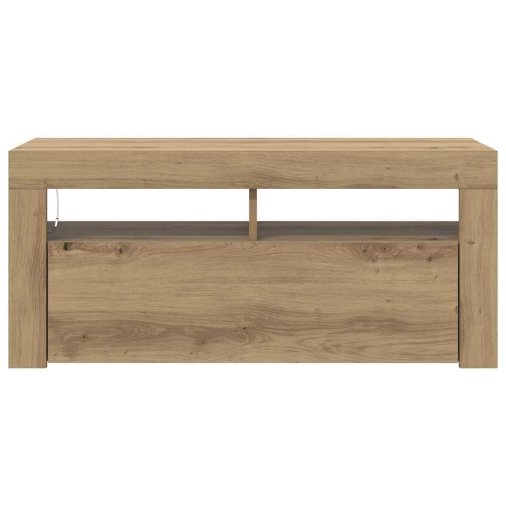 Tv-Bänk Med Led-Lampor 90X35X40 Cm Konstruerat Trä