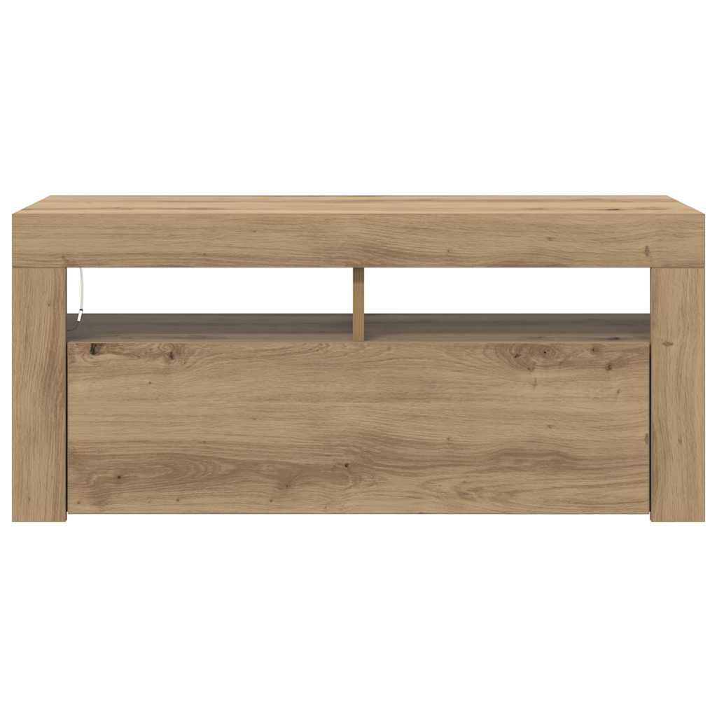 Tv-Bänk Med Led-Lampor 90X35X40 Cm Konstruerat Trä