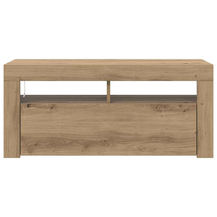 Tv-Bänk Med Led-Lampor 90X35X40 Cm Konstruerat Trä