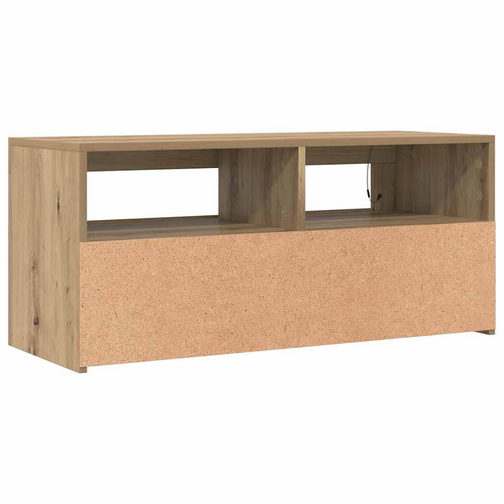 Tv-Bänk Med Led-Lampor 90X35X40 Cm Konstruerat Trä